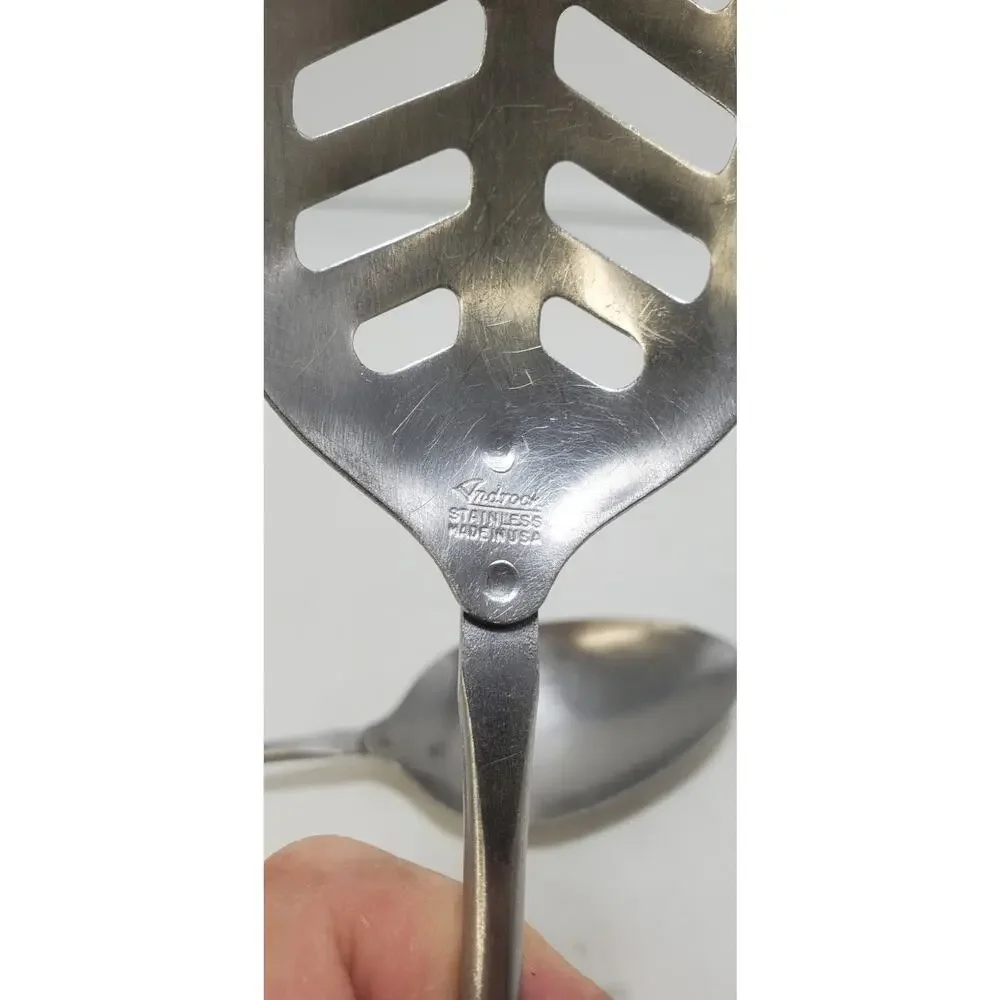 Vintage Androck BULLET Lg Serving/Cooking Spoons Brown Bakelite, Set of 2